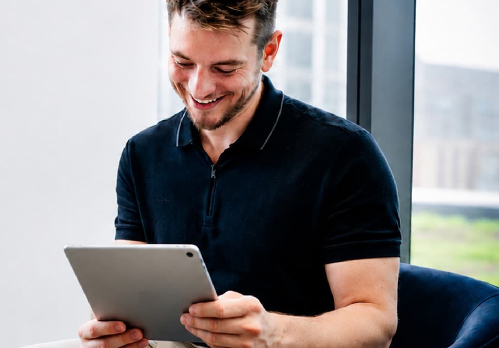 Woman looking at tablet